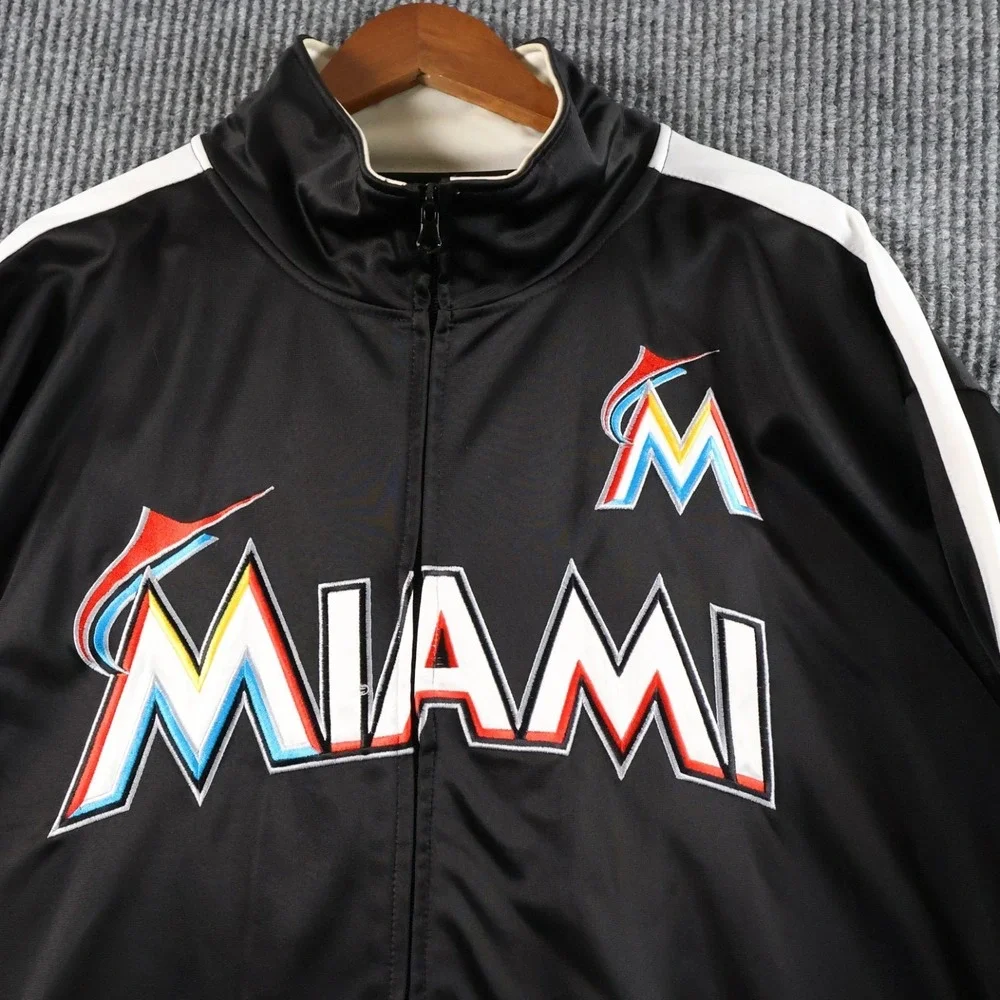 Miami Marlins MLB Full Zip Track‎ Jacket Black Mens Size 2XT 2XLT Baseball Retro